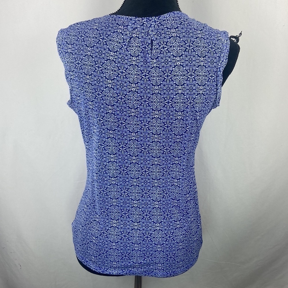 The Limited Blue Printed Sheer Blouse - Picture 6 of 8